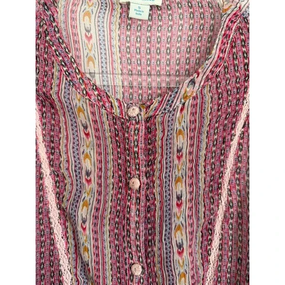 Sundance Womens Gemini Top Blouse Button Down Boho Sheer Size S - Picture 5 of 10